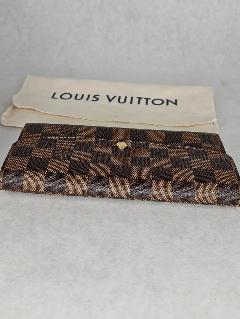 Louis Vuitton Damier Ebene Emilie Long Wallet Brown Interior